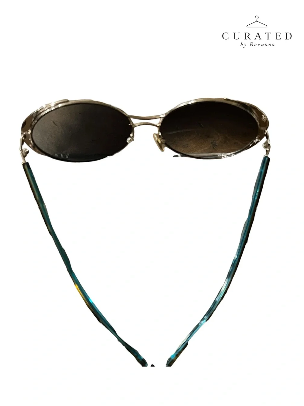 NEW Coco & Breezy Round Sunglasses Gold/Teal w/ Box Case & Authenticity Card